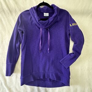 Columbia LSU Tigers Sweater Purple Cowl Neck Womens Sz Small Sweatshirt *Flaw